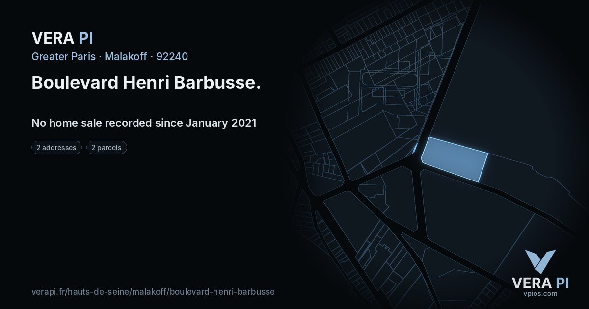 Boulevard Henri Barbusse, Malakoff at night – every parcel coloured by the prices around it, the street's own parcels lit