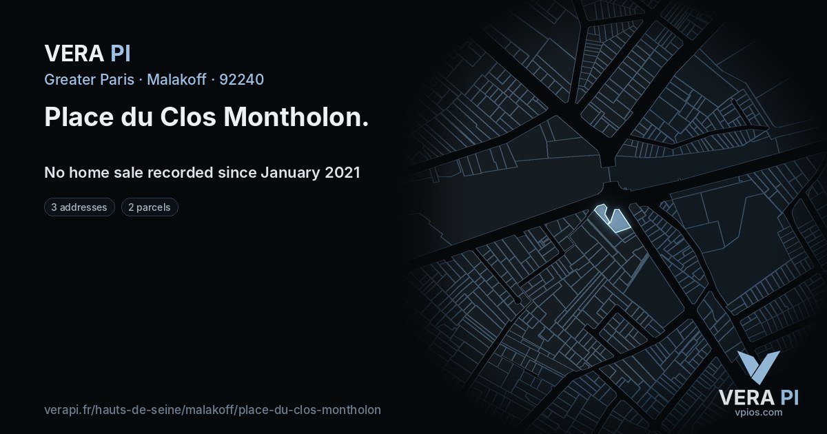 Place du Clos Montholon, Malakoff at night – every parcel coloured by the prices around it, the street's own parcels lit
