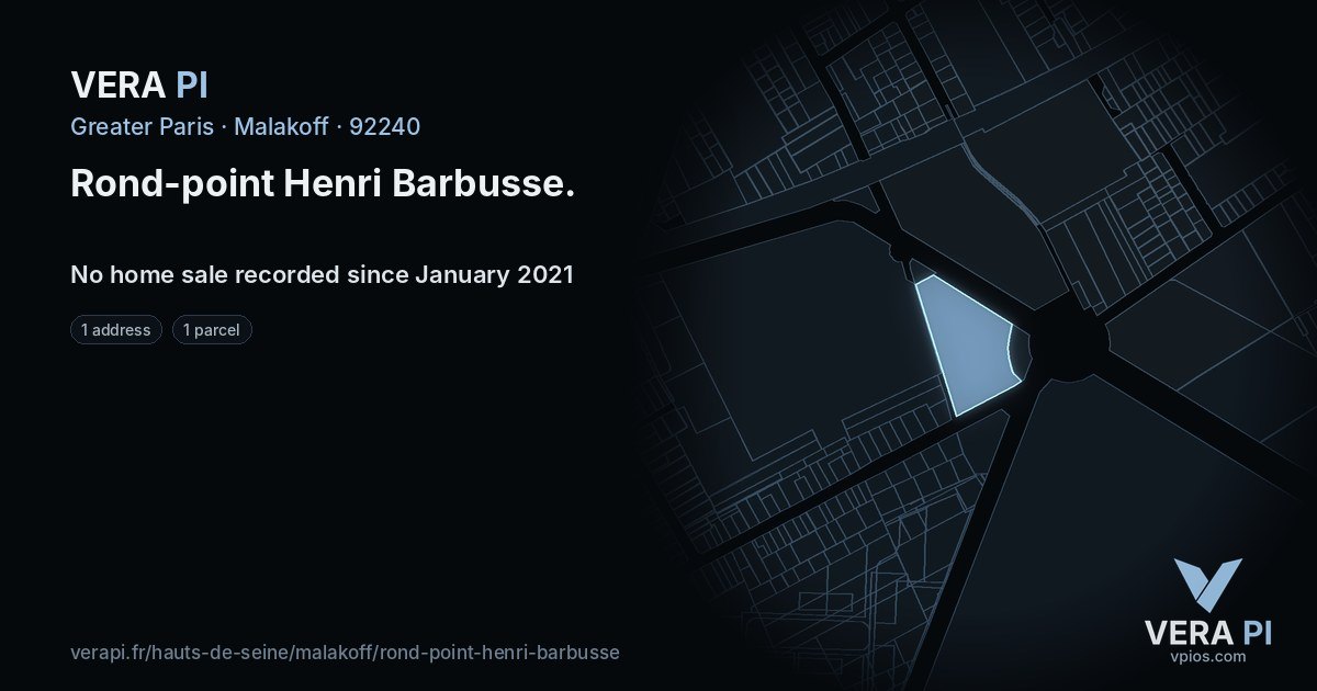Rond-point Henri Barbusse, Malakoff at night – every parcel coloured by the prices around it, the street's own parcels lit