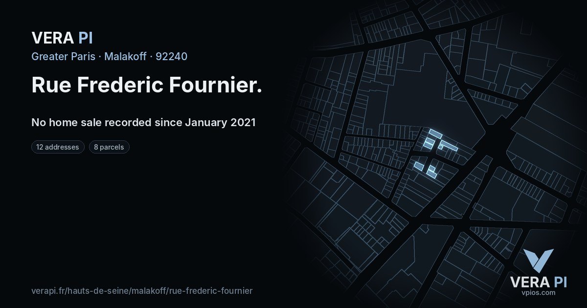 Rue Frederic Fournier, Malakoff at night – every parcel coloured by the prices around it, the street's own parcels lit