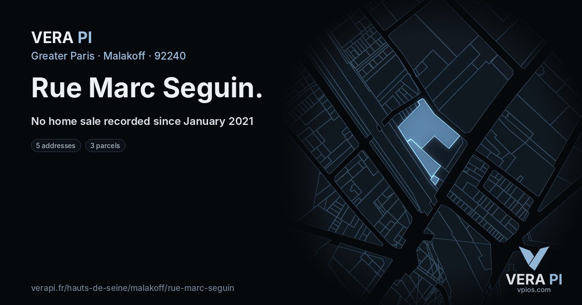 Rue Marc Seguin, Malakoff at night – every parcel coloured by the prices around it, the street's own parcels lit