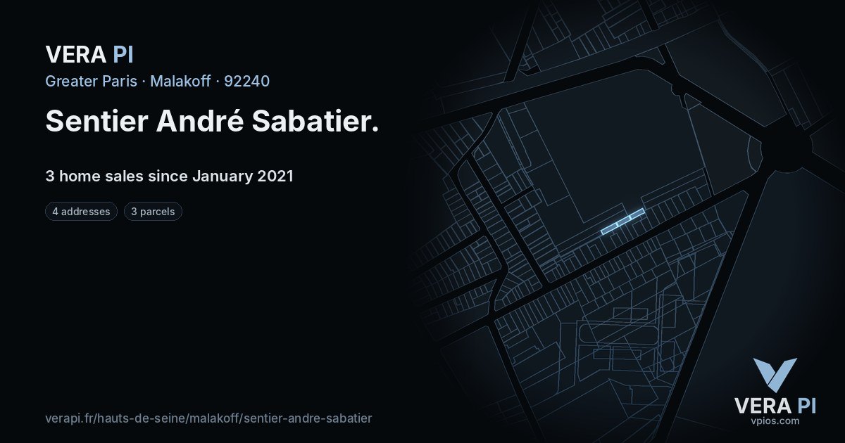 Sentier André Sabatier, Malakoff at night – every parcel coloured by the prices around it, the street's own parcels lit