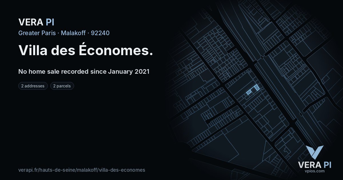 Villa des Économes, Malakoff at night – every parcel coloured by the prices around it, the street's own parcels lit