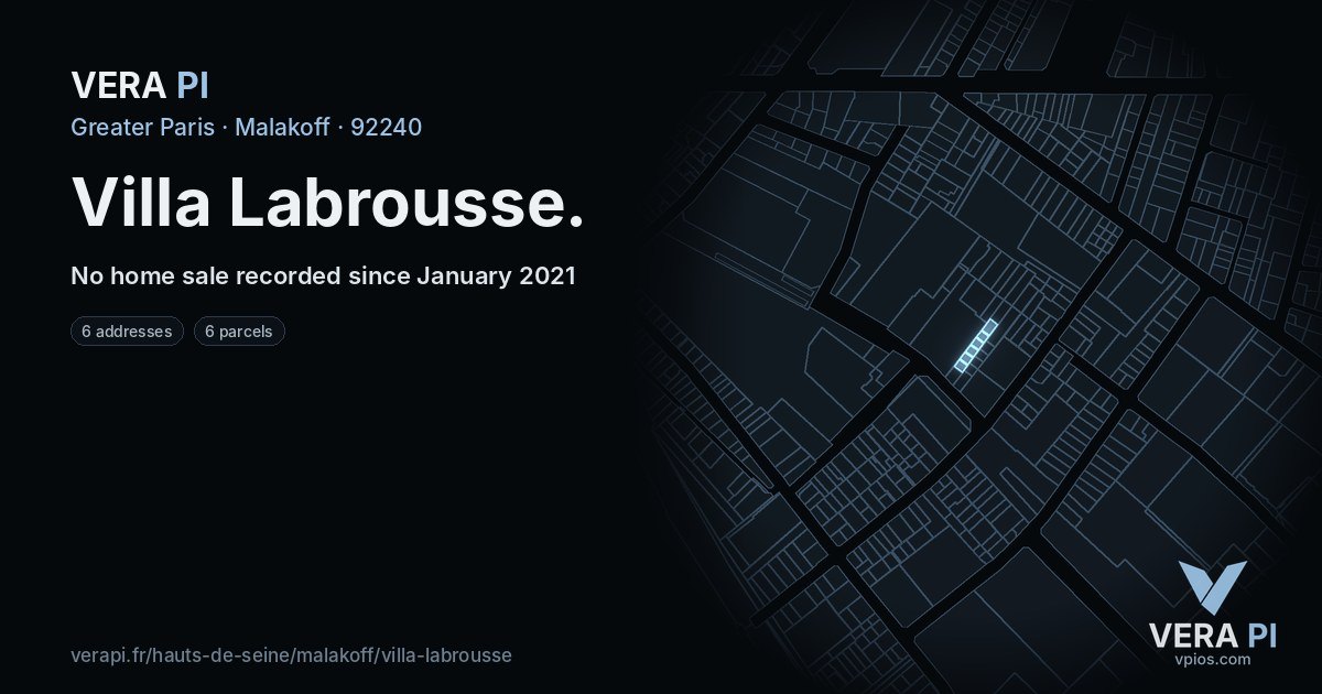 Villa Labrousse, Malakoff at night – every parcel coloured by the prices around it, the street's own parcels lit