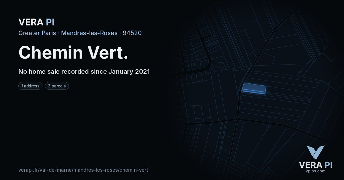 Chemin Vert, Mandres-les-Roses at night – every parcel coloured by the prices around it, the street's own parcels lit