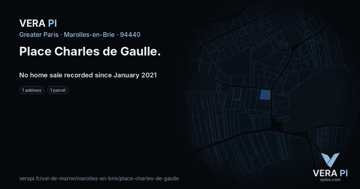 Place Charles de Gaulle, Marolles-en-Brie at night – every parcel coloured by the prices around it, the street's own parcels lit