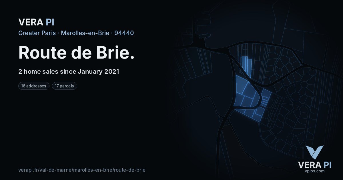 Route de Brie, Marolles-en-Brie at night – every parcel coloured by the prices around it, the street's own parcels lit
