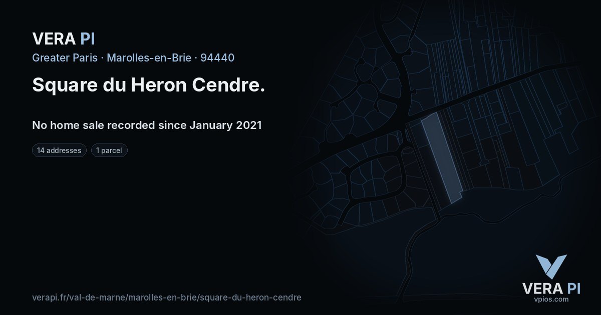 Square du Heron Cendre, Marolles-en-Brie at night – every parcel coloured by the prices around it, the street's own parcels lit