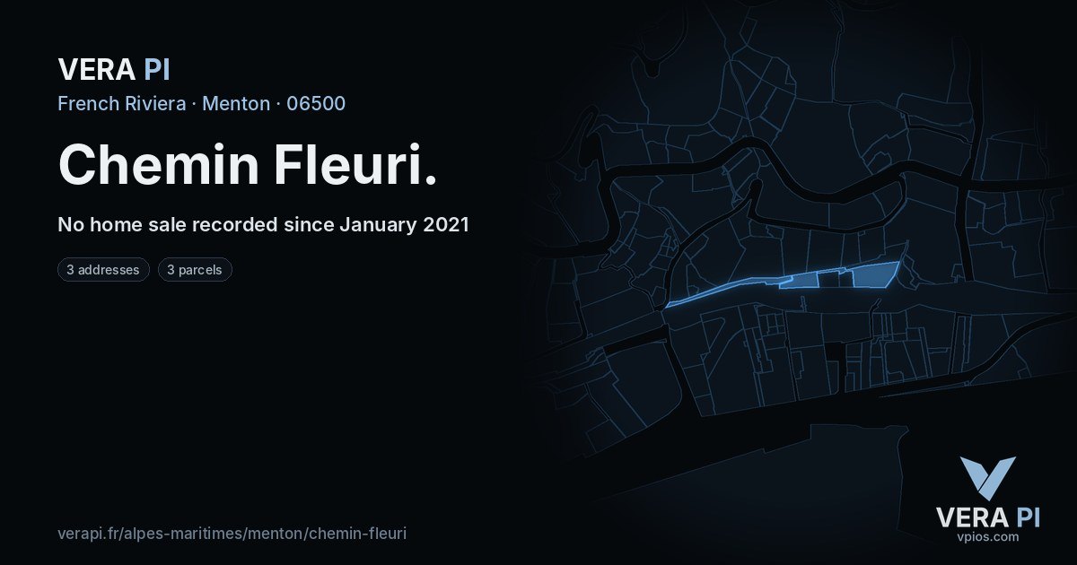 Chemin Fleuri, Menton at night – every parcel coloured by the prices around it, the street's own parcels lit