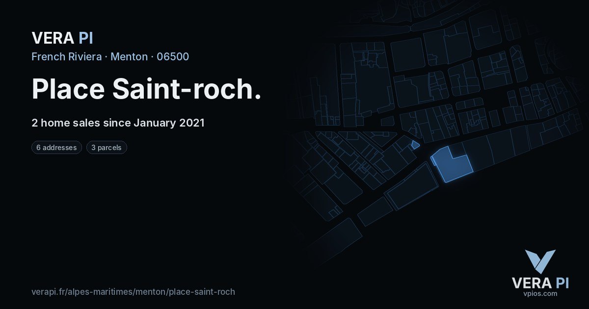 Place Saint-roch, Menton at night – every parcel coloured by the prices around it, the street's own parcels lit