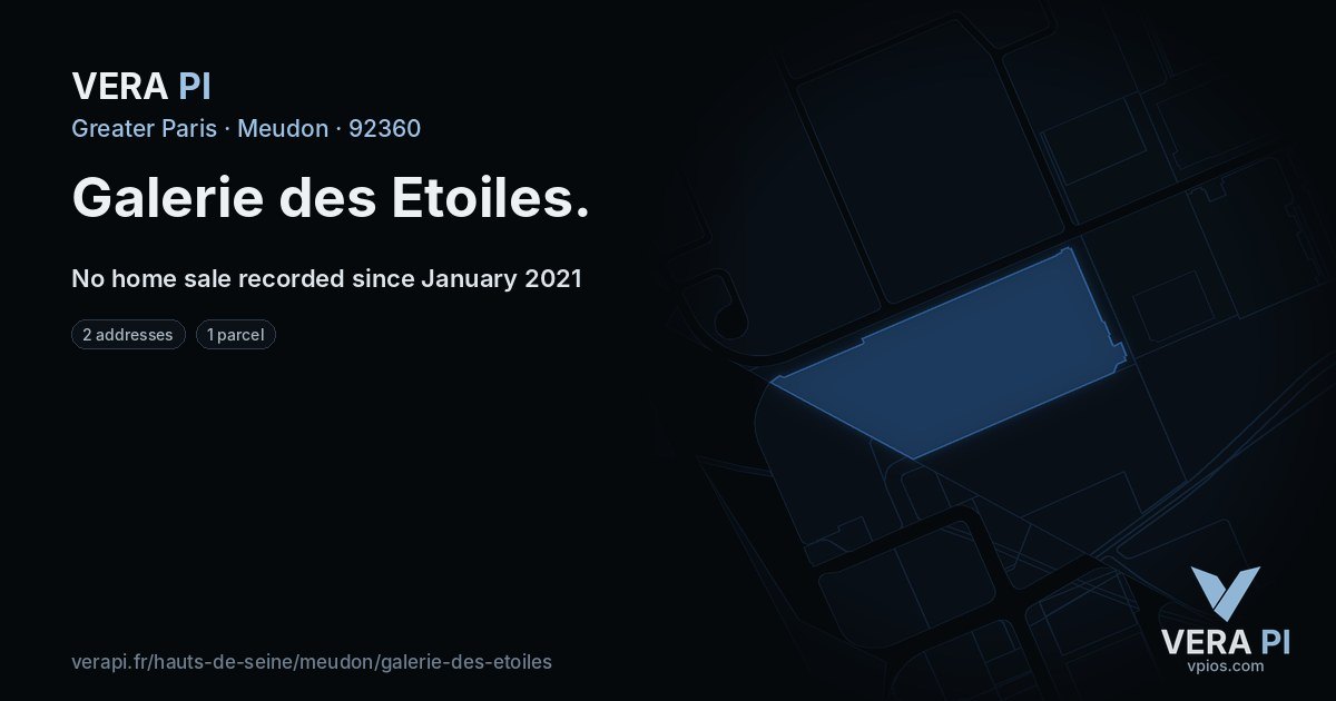 Galerie des Etoiles, Meudon at night – every parcel coloured by the prices around it, the street's own parcels lit