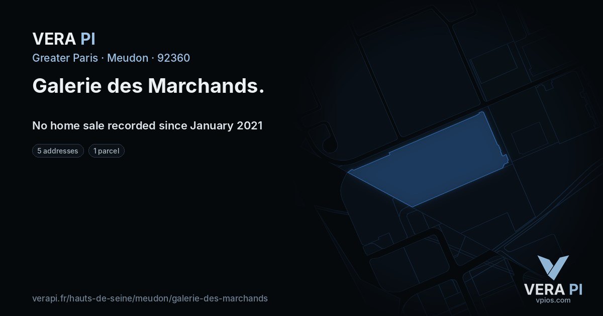 Galerie des Marchands, Meudon at night – every parcel coloured by the prices around it, the street's own parcels lit
