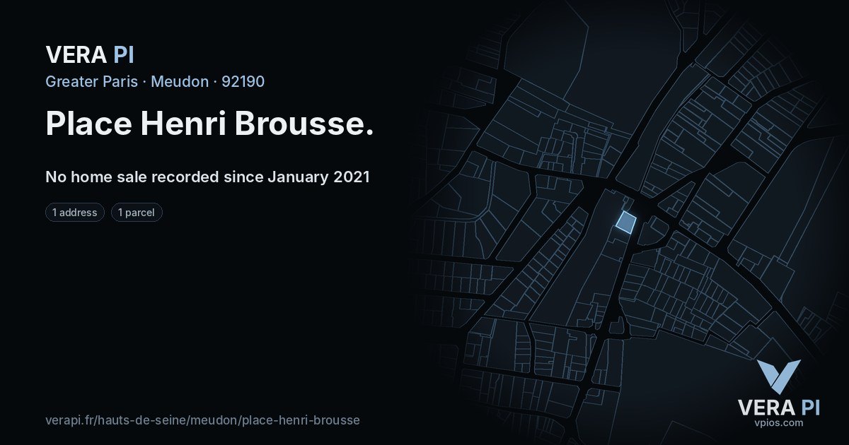 Place Henri Brousse, Meudon at night – every parcel coloured by the prices around it, the street's own parcels lit