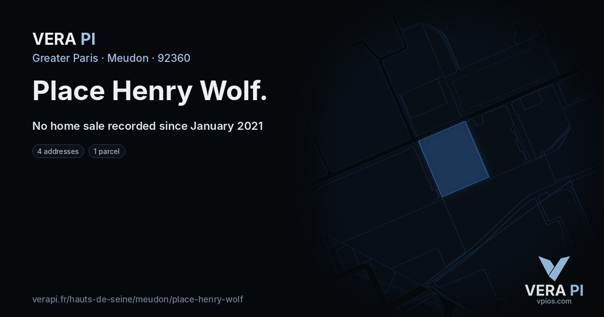 Place Henry Wolf, Meudon at night – every parcel coloured by the prices around it, the street's own parcels lit