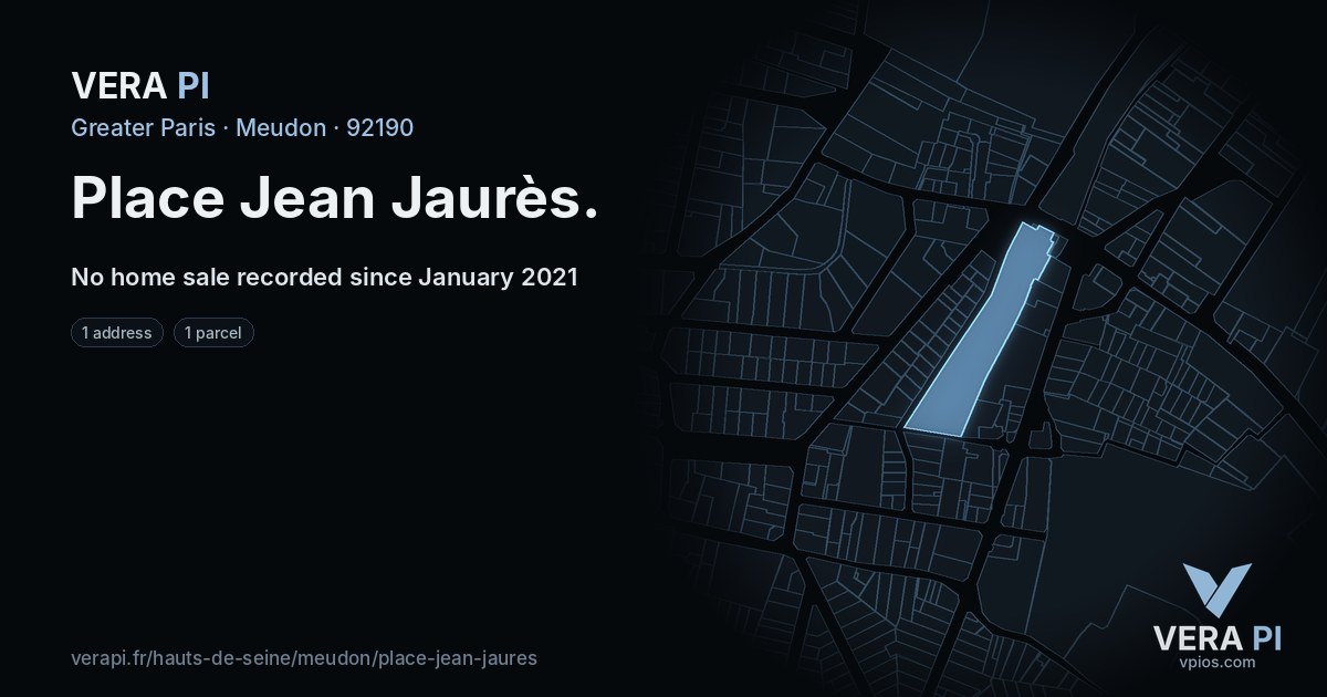 Place Jean Jaurès, Meudon at night – every parcel coloured by the prices around it, the street's own parcels lit