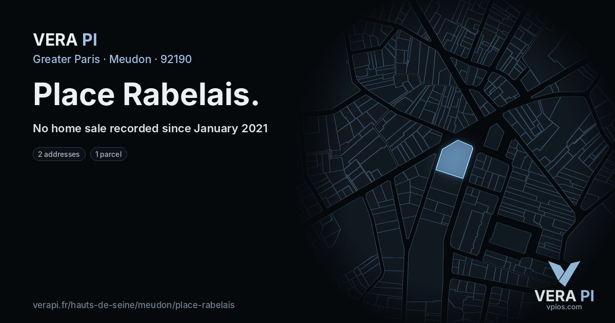 Place Rabelais, Meudon at night – every parcel coloured by the prices around it, the street's own parcels lit