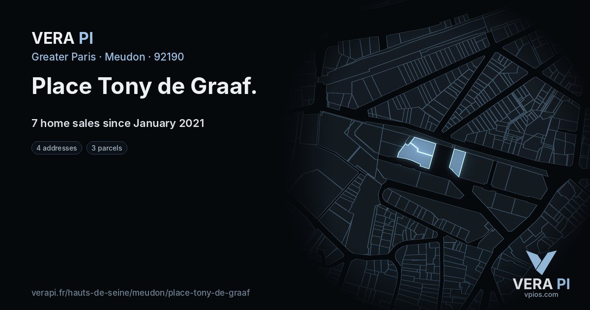 Place Tony de Graaf, Meudon at night – every parcel coloured by the prices around it, the street's own parcels lit