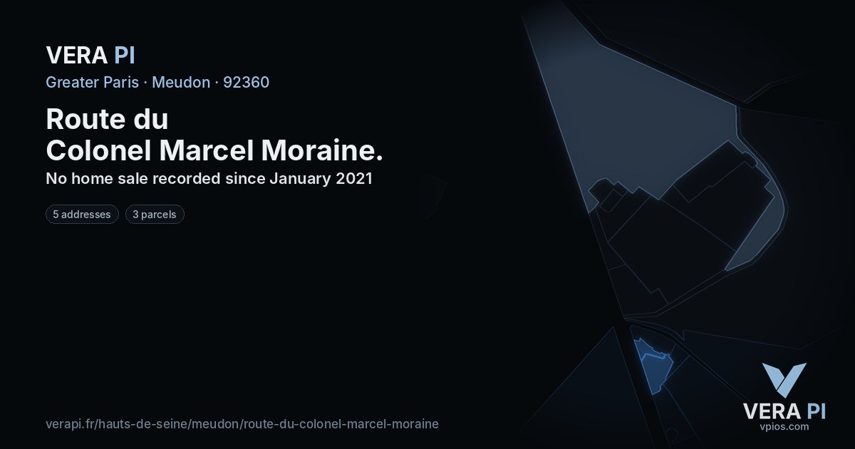 Route du Colonel Marcel Moraine, Meudon at night – every parcel coloured by the prices around it, the street's own parcels lit