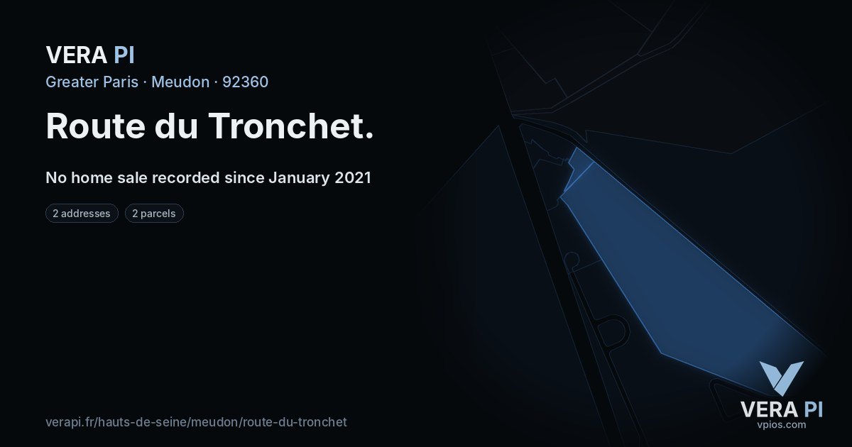 Route du Tronchet, Meudon at night – every parcel coloured by the prices around it, the street's own parcels lit