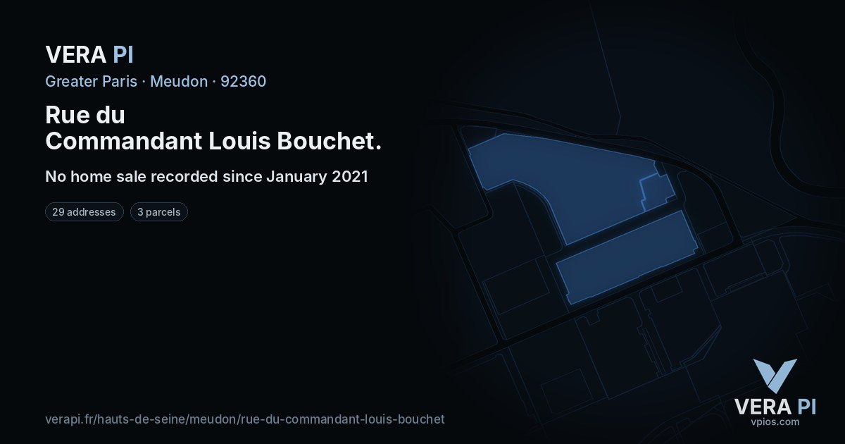 Rue du Commandant Louis Bouchet, Meudon at night – every parcel coloured by the prices around it, the street's own parcels lit