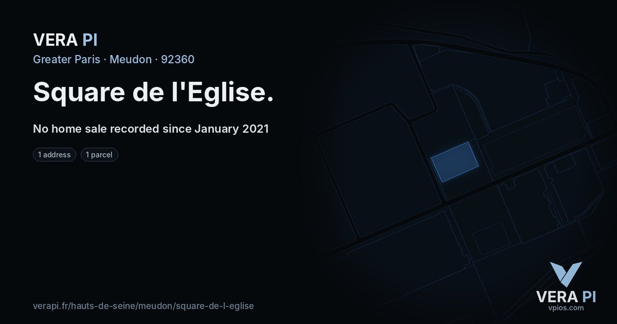 Square de l'Eglise, Meudon at night – every parcel coloured by the prices around it, the street's own parcels lit