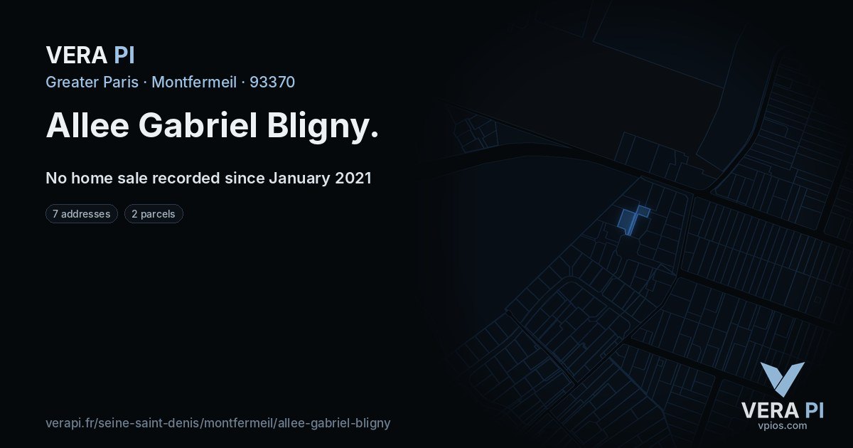 Allee Gabriel Bligny, Montfermeil at night – every parcel coloured by the prices around it, the street's own parcels lit