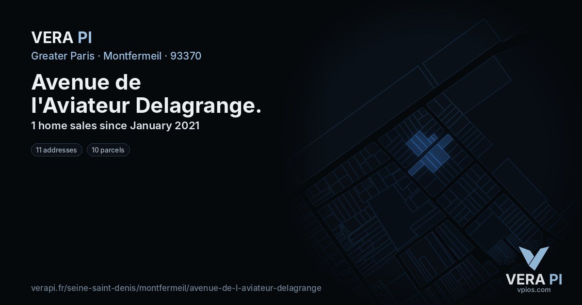 Avenue de l'Aviateur Delagrange, Montfermeil at night – every parcel coloured by the prices around it, the street's own parcels lit