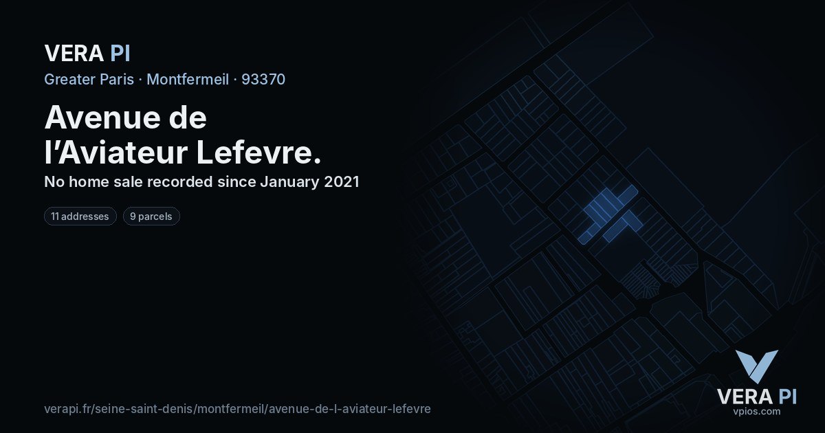 Avenue de l’Aviateur Lefevre, Montfermeil at night – every parcel coloured by the prices around it, the street's own parcels lit