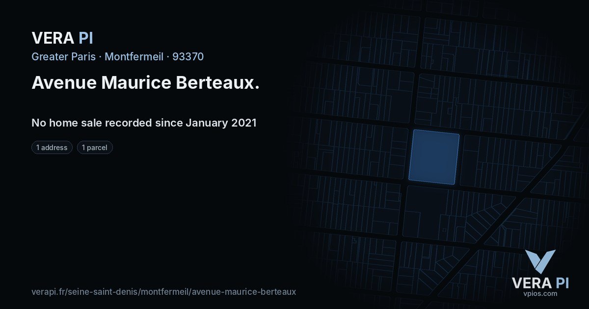 Avenue Maurice Berteaux, Montfermeil at night – every parcel coloured by the prices around it, the street's own parcels lit