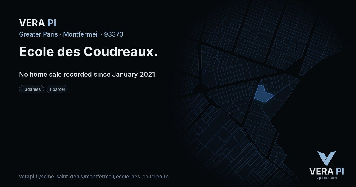 Ecole des Coudreaux, Montfermeil at night – every parcel coloured by the prices around it, the street's own parcels lit