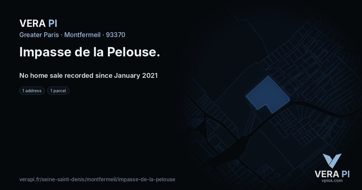 Impasse de la Pelouse, Montfermeil at night – every parcel coloured by the prices around it, the street's own parcels lit