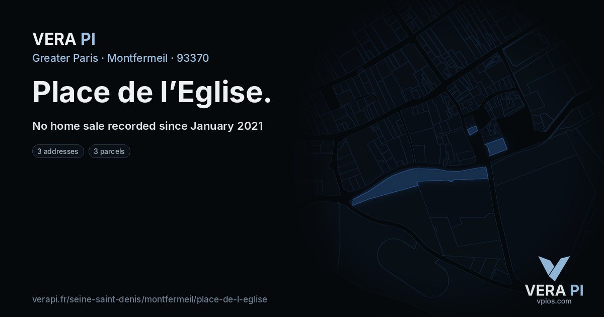 Place de l’Eglise, Montfermeil at night – every parcel coloured by the prices around it, the street's own parcels lit