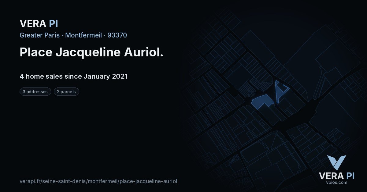 Place Jacqueline Auriol, Montfermeil at night – every parcel coloured by the prices around it, the street's own parcels lit