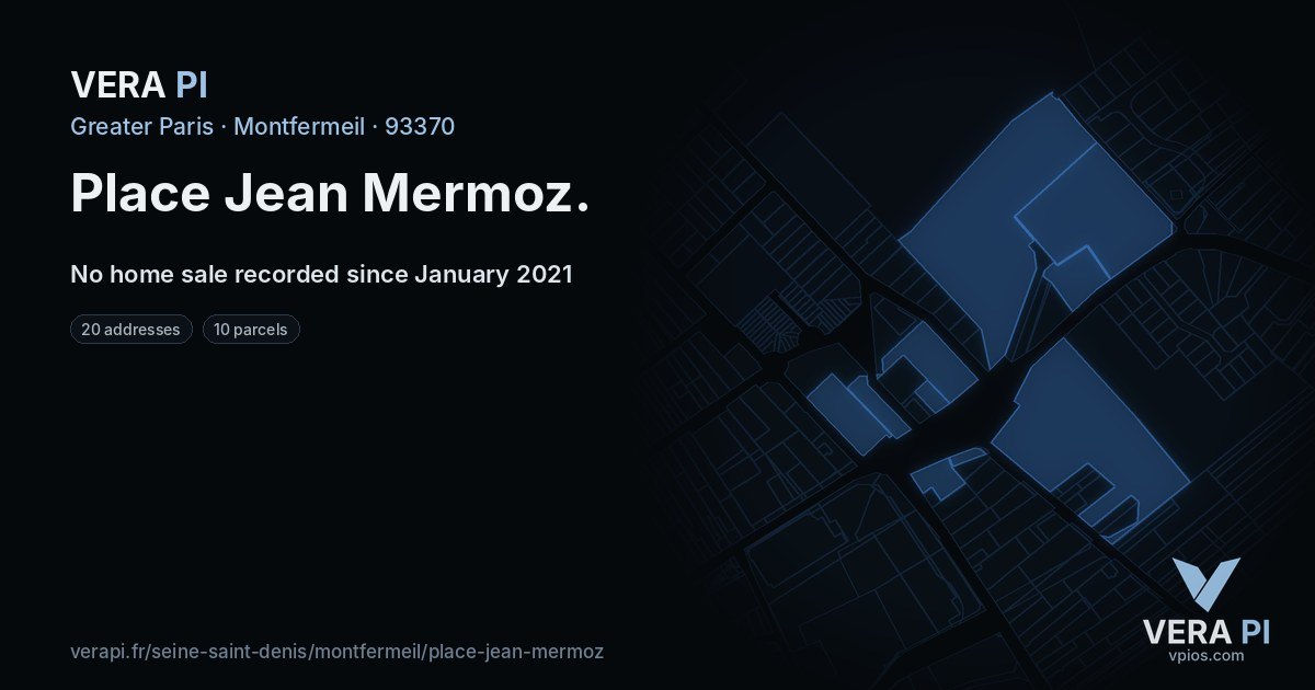 Place Jean Mermoz, Montfermeil at night – every parcel coloured by the prices around it, the street's own parcels lit