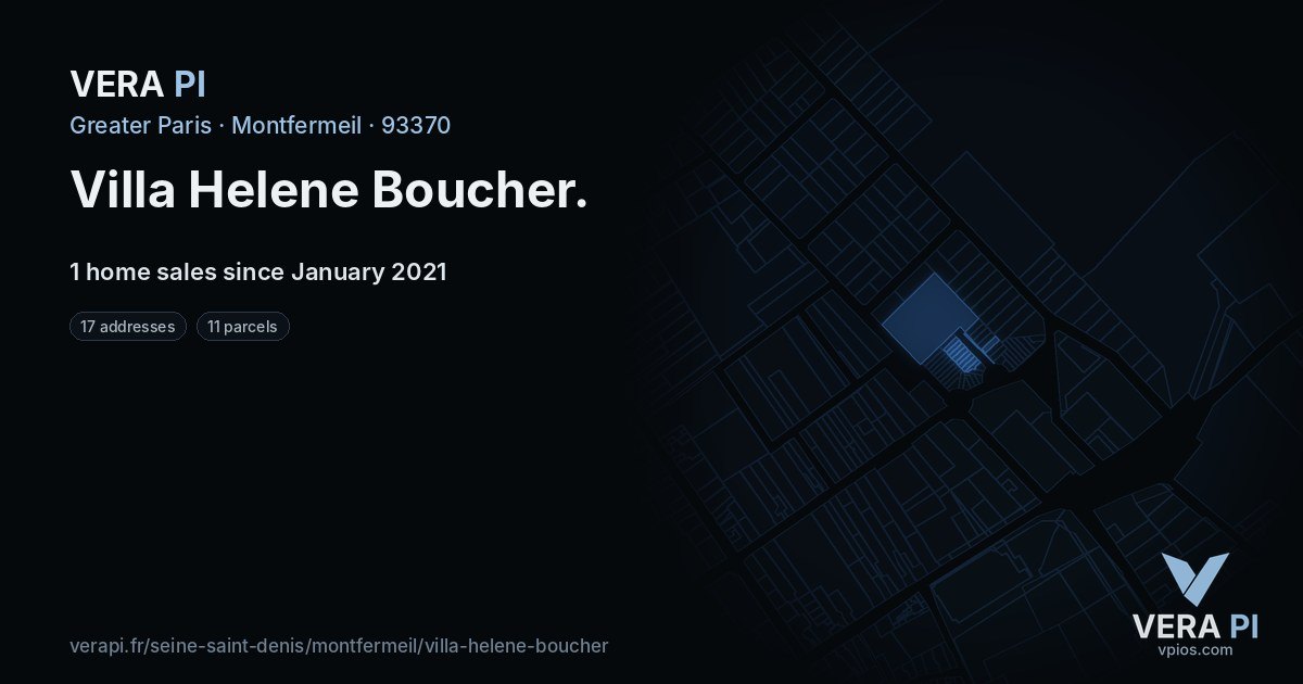 Villa Helene Boucher, Montfermeil at night – every parcel coloured by the prices around it, the street's own parcels lit