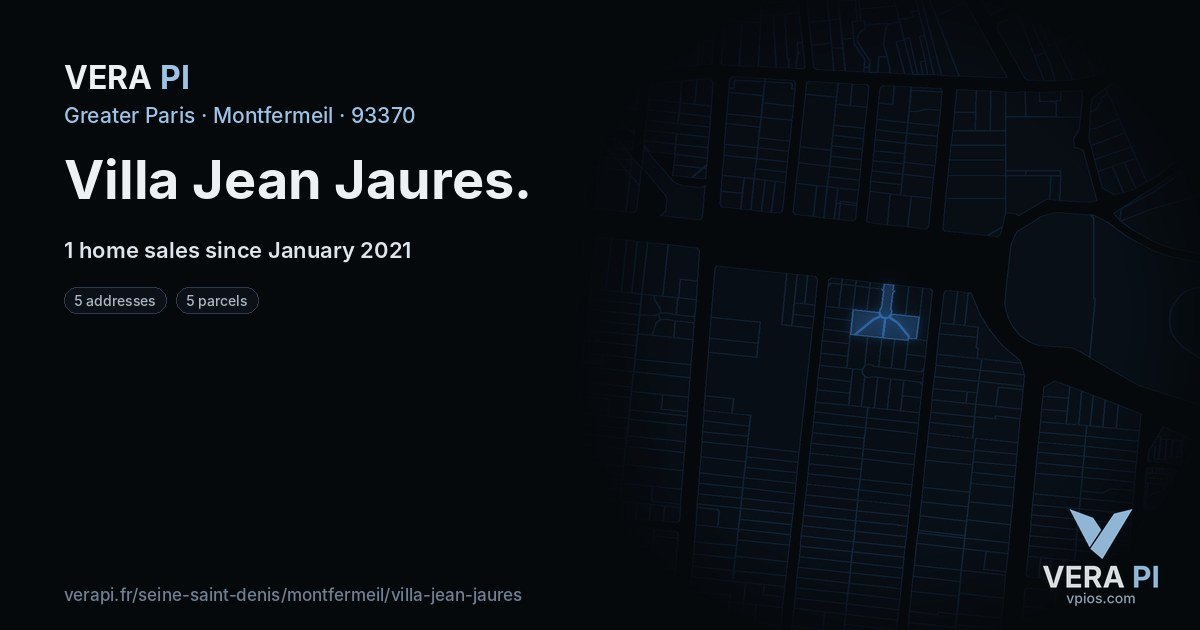 Villa Jean Jaures, Montfermeil at night – every parcel coloured by the prices around it, the street's own parcels lit