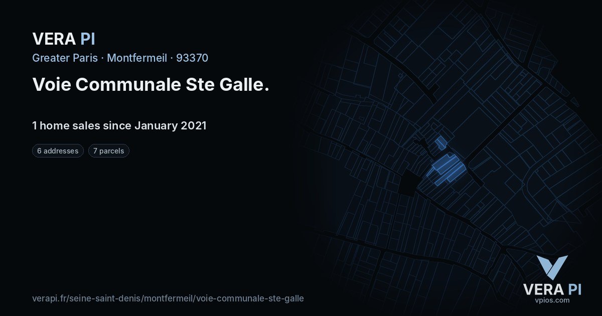Voie Communale Ste Galle, Montfermeil at night – every parcel coloured by the prices around it, the street's own parcels lit