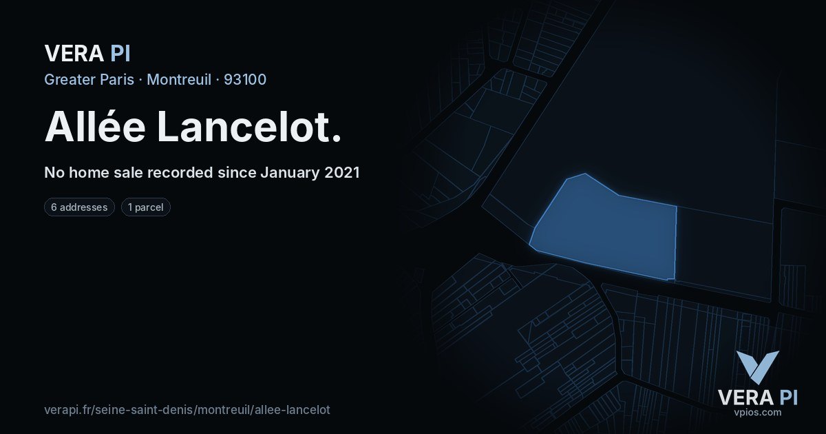 Allée Lancelot, Montreuil at night – every parcel coloured by the prices around it, the street's own parcels lit