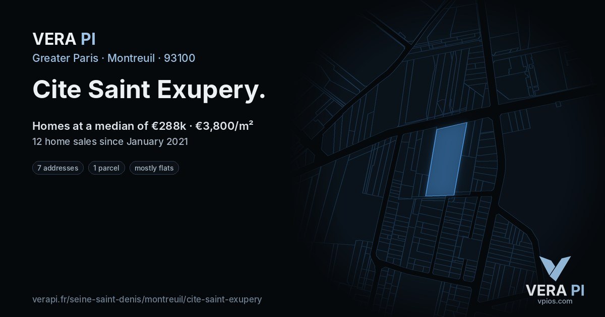 Cite Saint Exupery, Montreuil at night – every parcel coloured by the prices around it, the street's own parcels lit