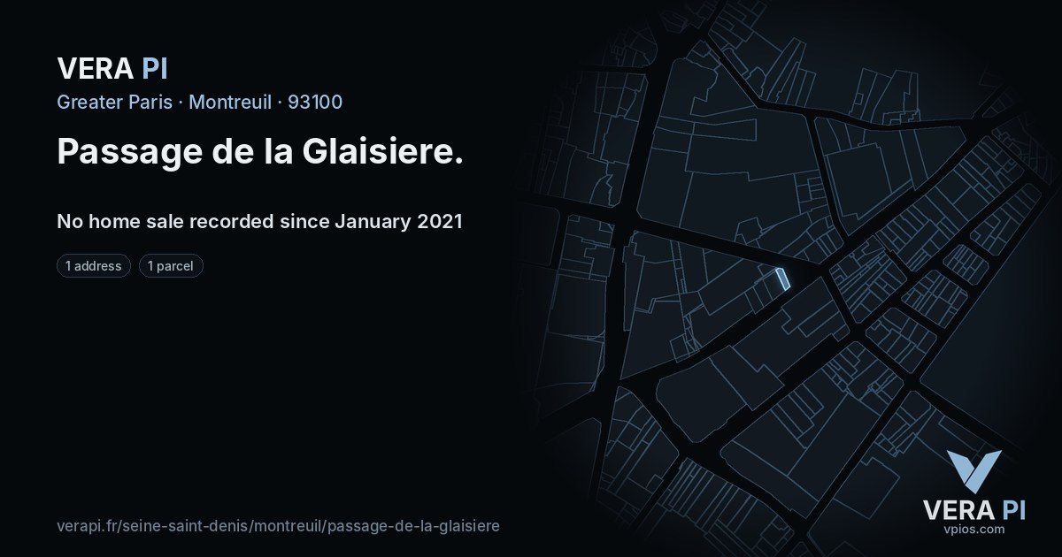 Passage de la Glaisiere, Montreuil at night – every parcel coloured by the prices around it, the street's own parcels lit