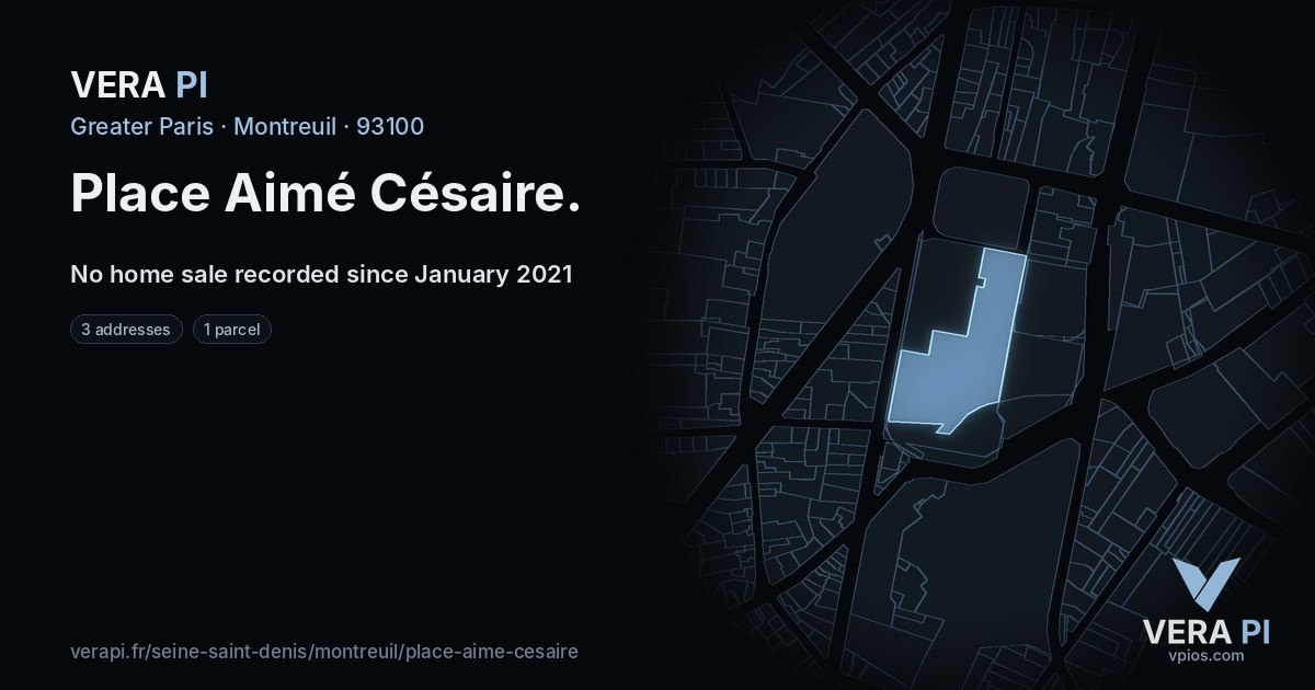 Place Aimé Césaire, Montreuil at night – every parcel coloured by the prices around it, the street's own parcels lit