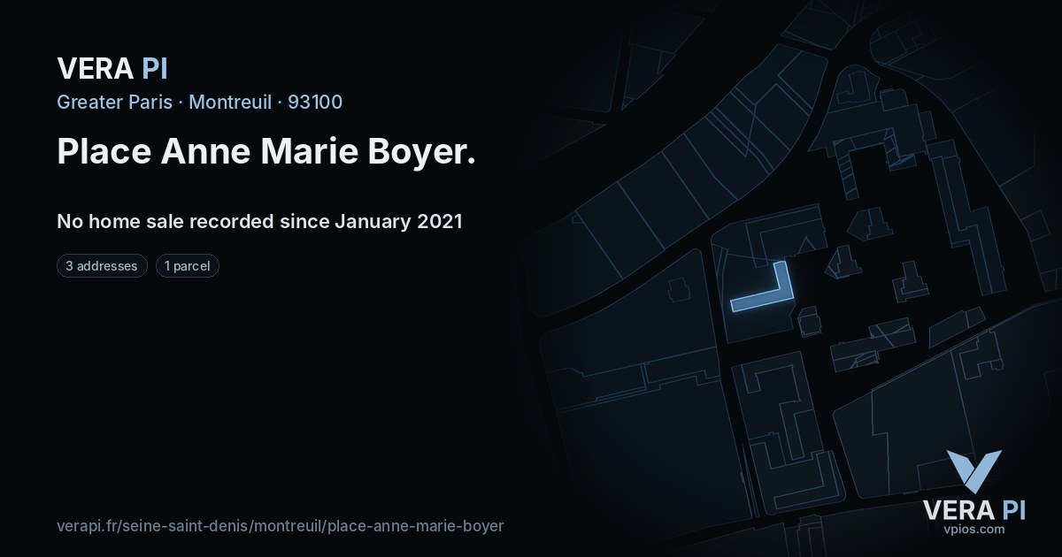 Place Anne Marie Boyer, Montreuil at night – every parcel coloured by the prices around it, the street's own parcels lit