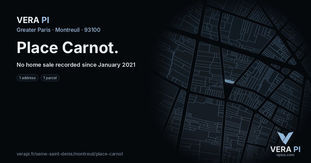 Place Carnot, Montreuil at night – every parcel coloured by the prices around it, the street's own parcels lit