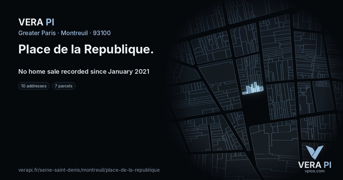Place de la Republique, Montreuil at night – every parcel coloured by the prices around it, the street's own parcels lit