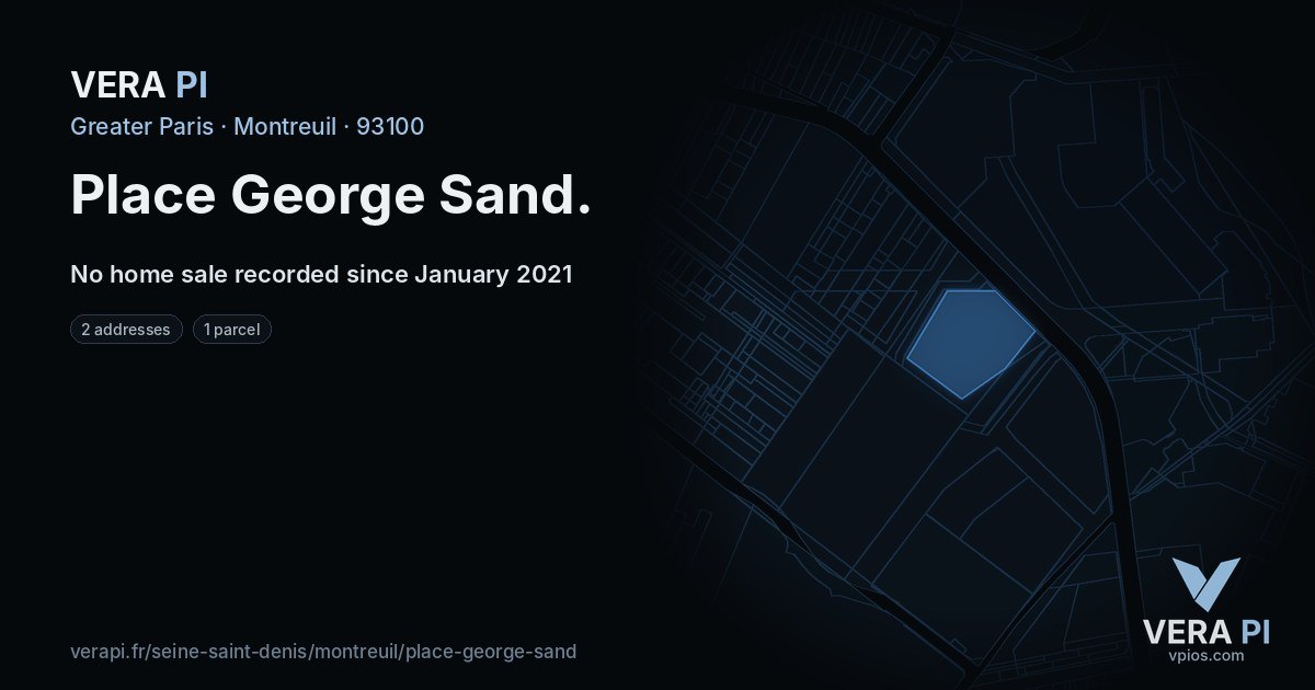 Place George Sand, Montreuil at night – every parcel coloured by the prices around it, the street's own parcels lit