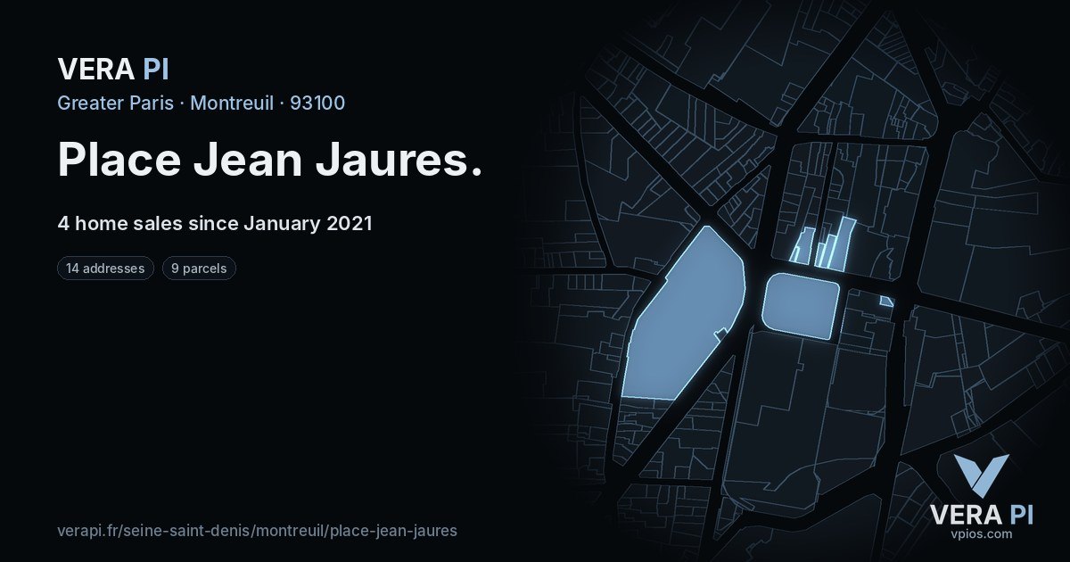 Place Jean Jaures, Montreuil at night – every parcel coloured by the prices around it, the street's own parcels lit