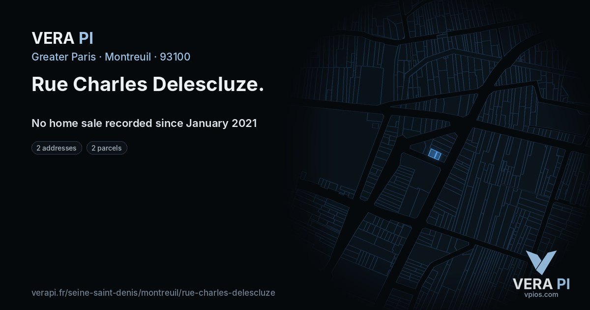 Rue Charles Delescluze, Montreuil at night – every parcel coloured by the prices around it, the street's own parcels lit