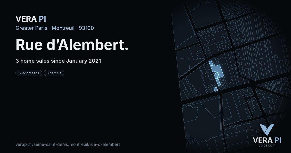 Rue d’Alembert, Montreuil at night – every parcel coloured by the prices around it, the street's own parcels lit