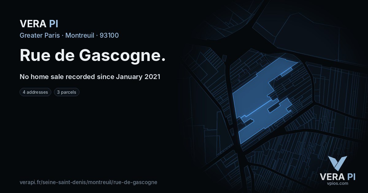 Rue de Gascogne, Montreuil at night – every parcel coloured by the prices around it, the street's own parcels lit