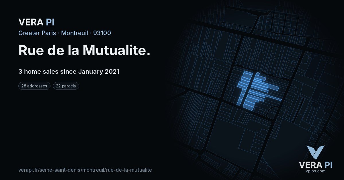 Rue de la Mutualite, Montreuil at night – every parcel coloured by the prices around it, the street's own parcels lit